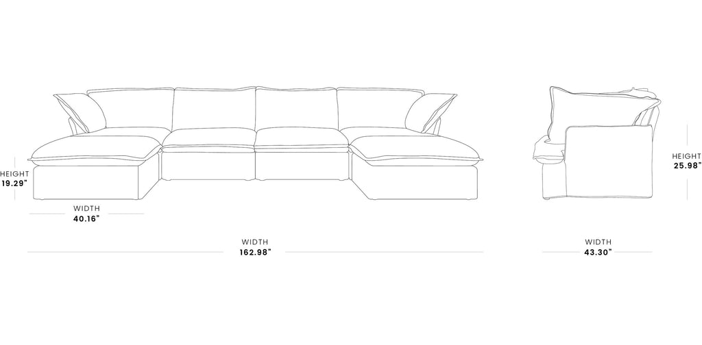 Modular Washable 4-Seater U-Shaped Sectional in White