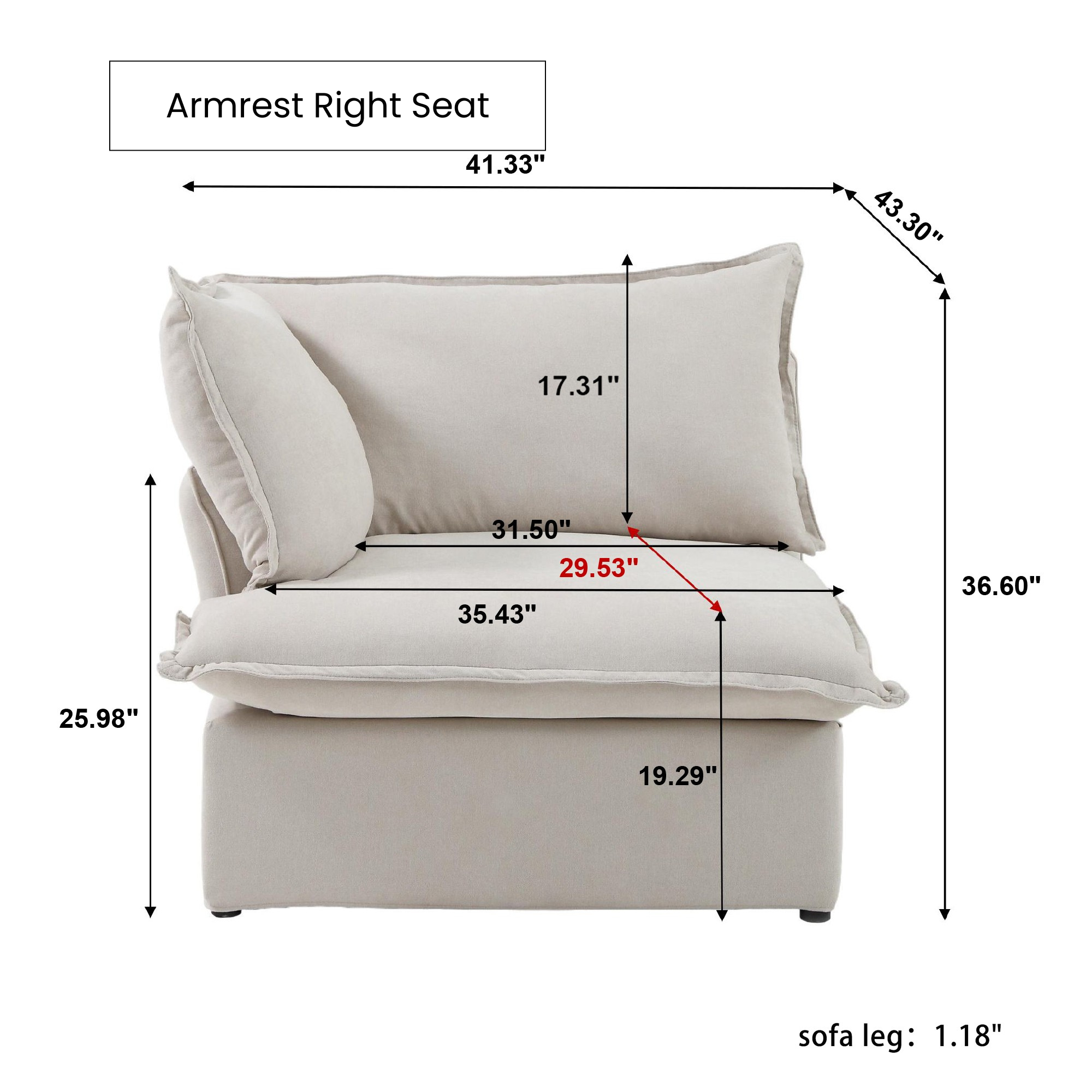 Cover Set - Armrest Right Seat | Velvet/Linen