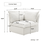 Dimensions of a corner sofa module.