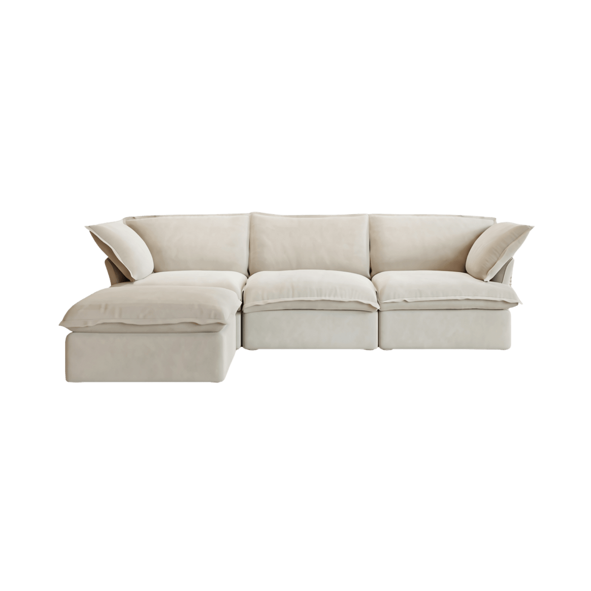 Washable Flared Arm 3-Seater L-Shaped Sectional + Ottoman