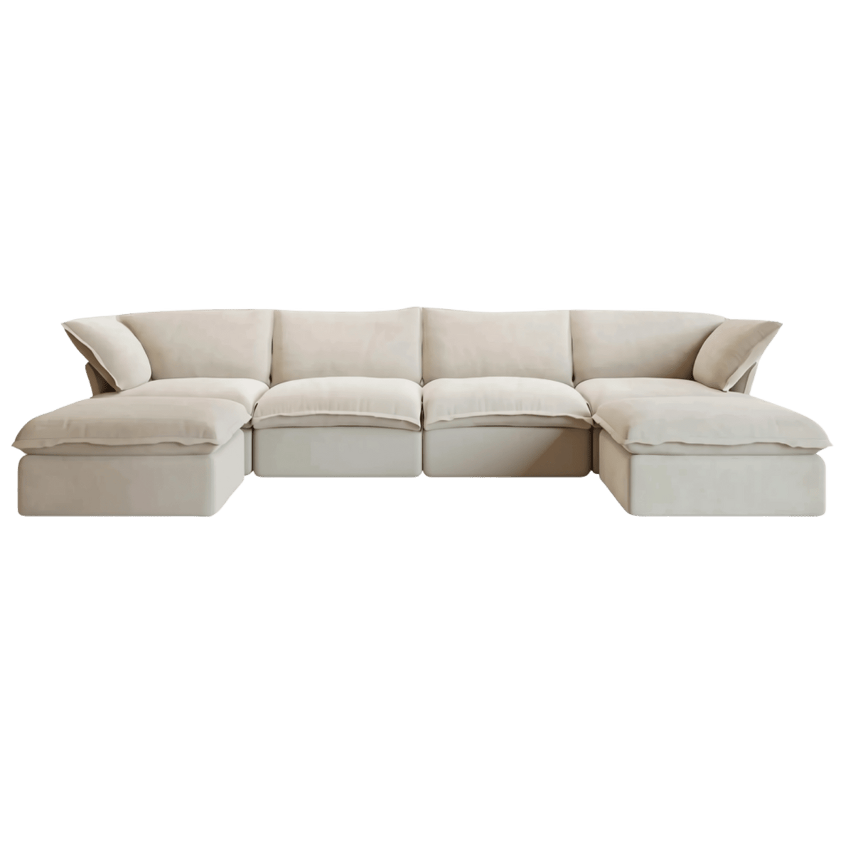 Washable Flared Arm 4-Seater U-Shaped Sectional + 2 Ottomans