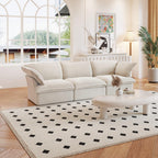 A beige 3-seater linen sectional sofa in a modern living room setting with deep seating.