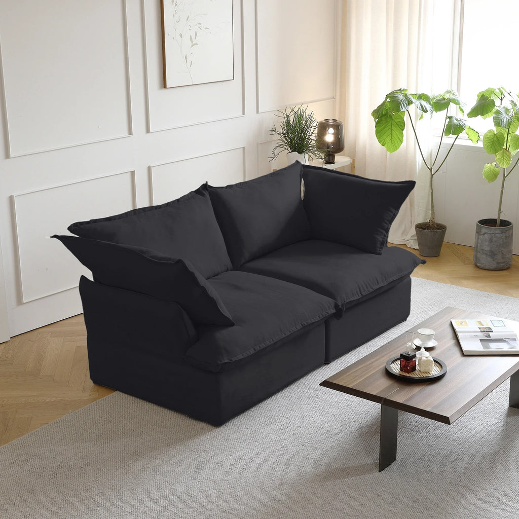 Slipcover Only - Modular Washable 2-Seater in Black
