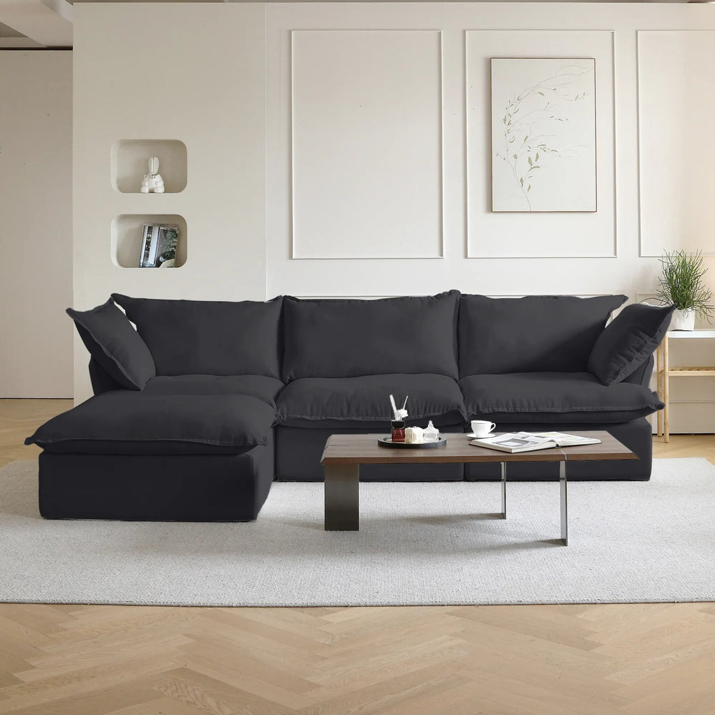 Modular Washable 3-Seater L-Shaped Sectional in Black