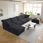 Modular Washable 4-Seater U-Shaped Sectional in Black