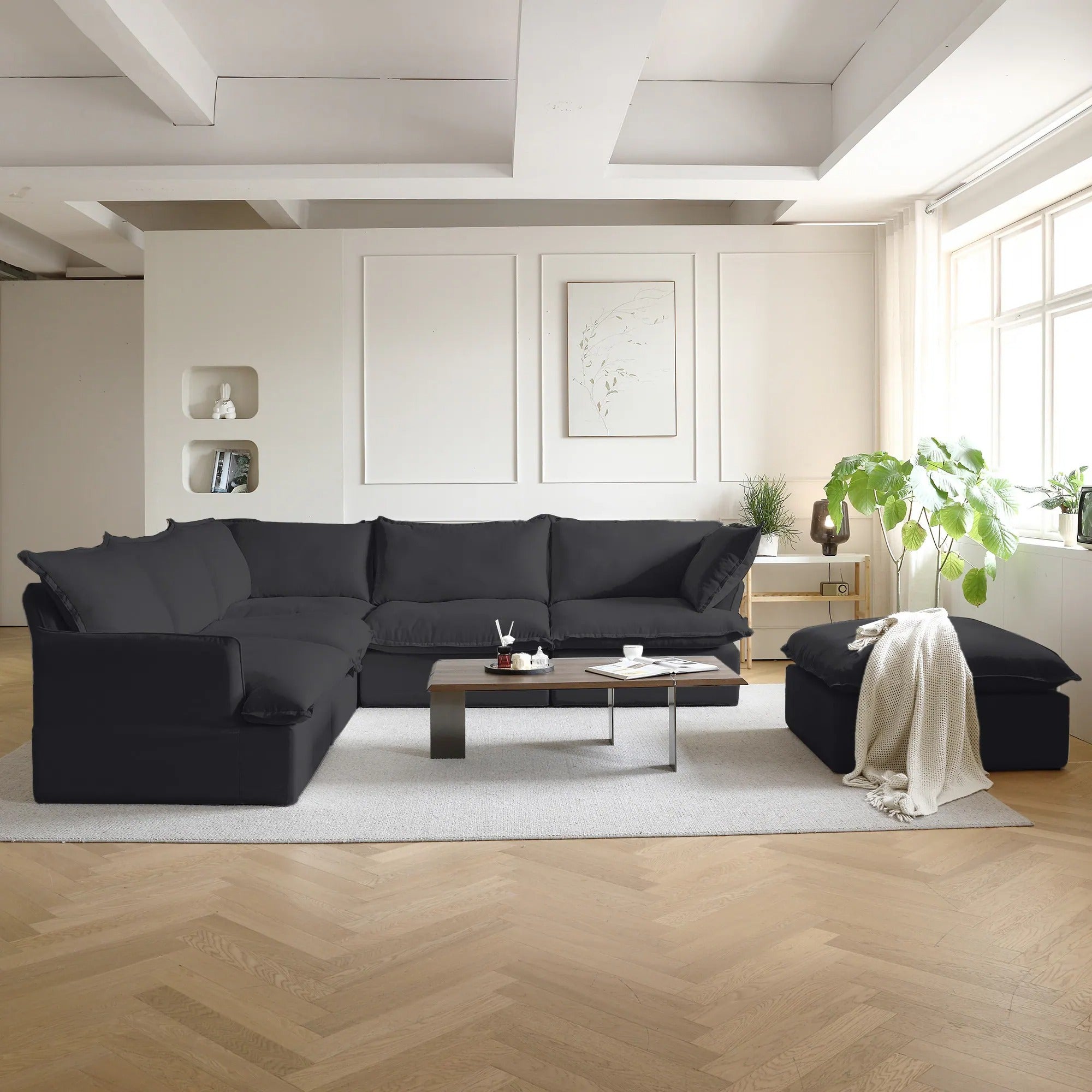 Modular Washable 5-Seater Corner Sectional in Black