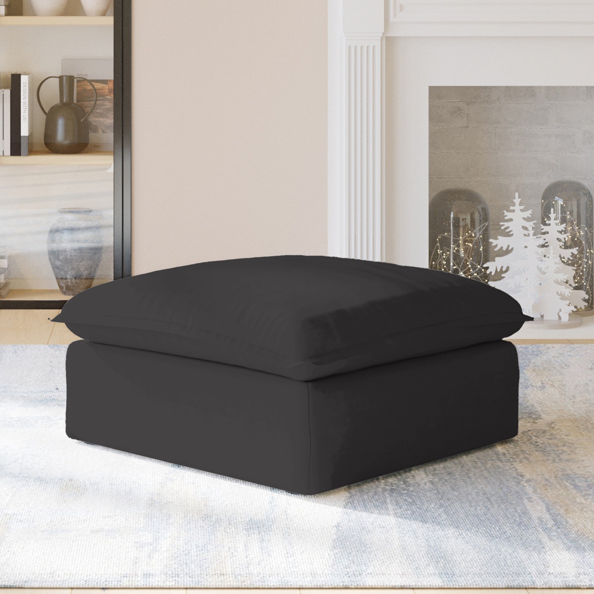Modular Washable Ottoman in Black