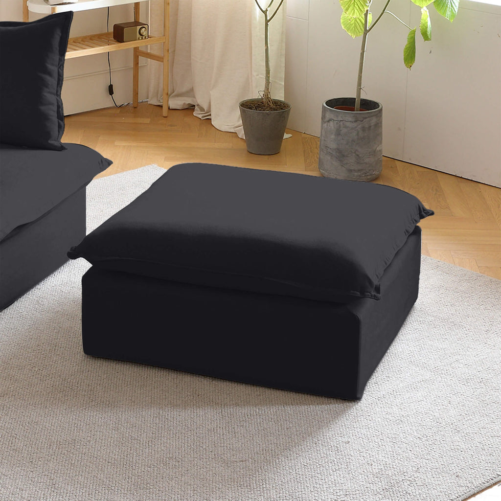 Modular Washable Ottoman in Black