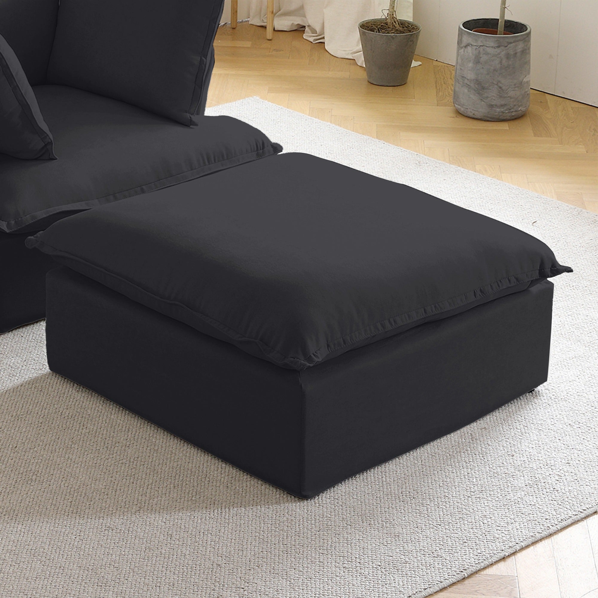 Modular Washable Ottoman in Black