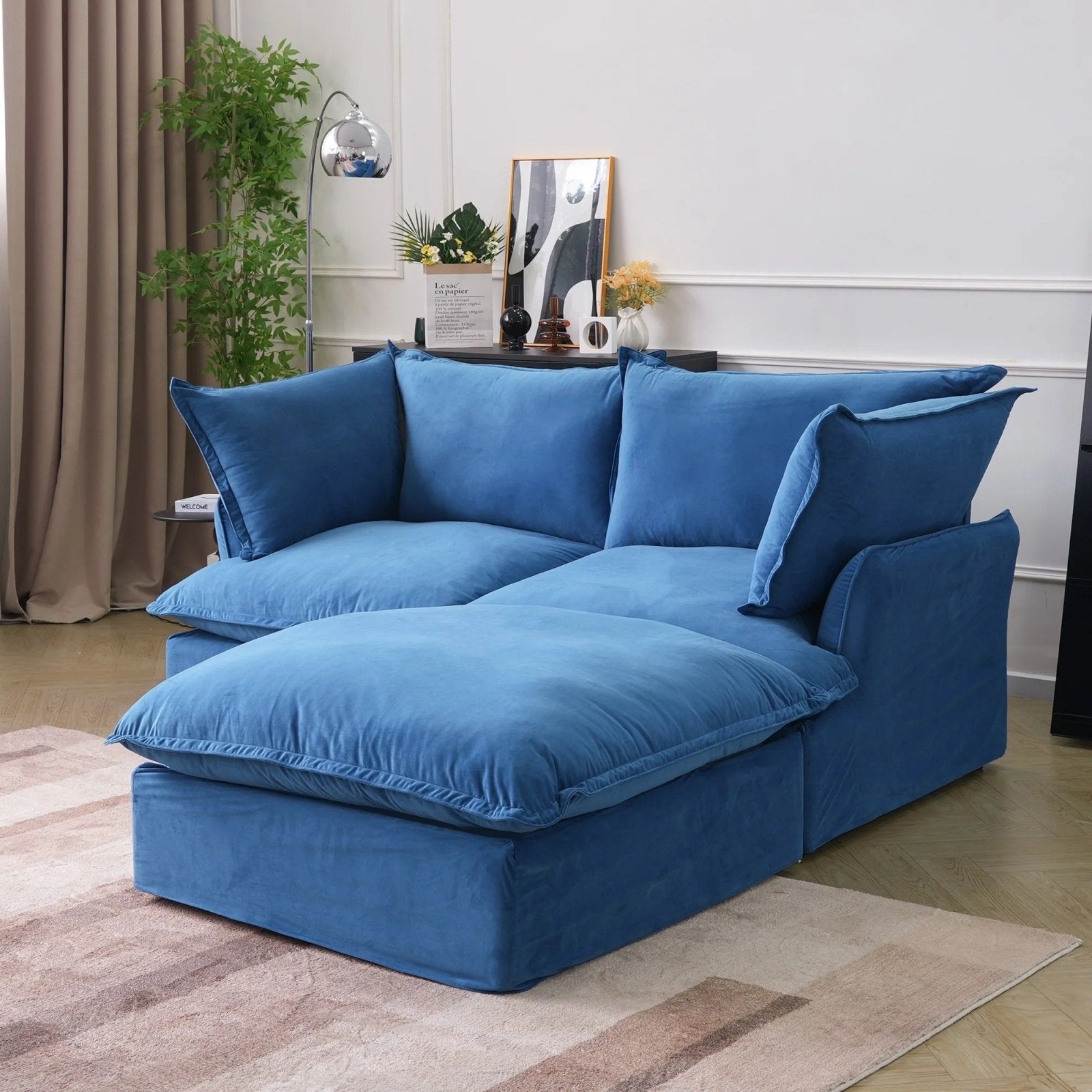 Modular Washable 2-Seater Sectional in Blue