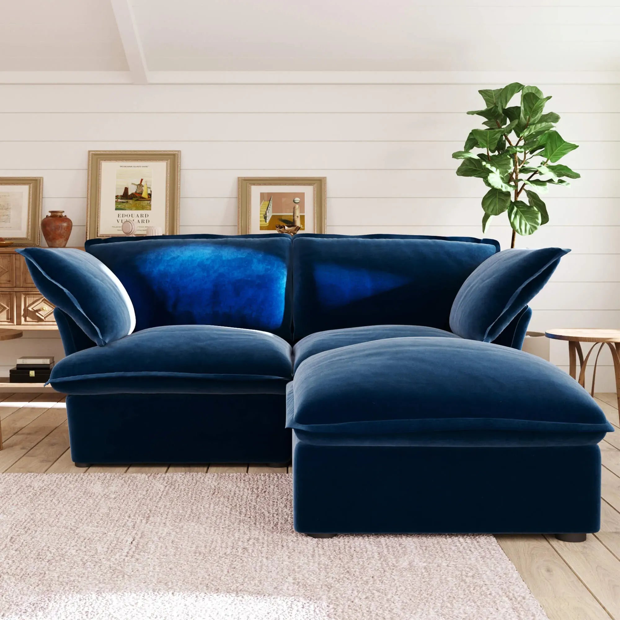 3-Seater Modular Sofa with Chaise in Velvet