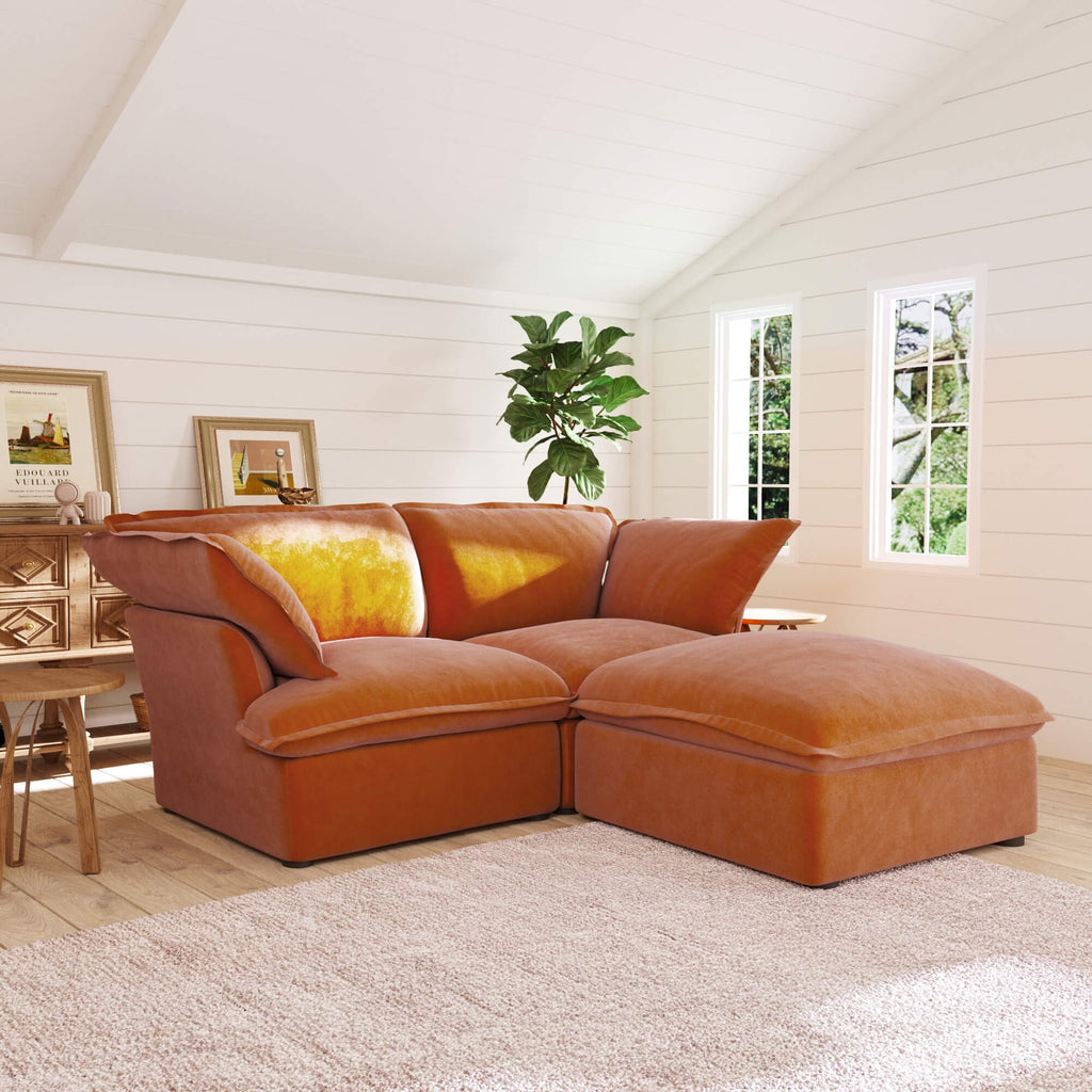 3-Seater Modular Sofa with Chaise in Velvet