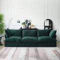 Green velvet 3-seater with washable covers, modular design