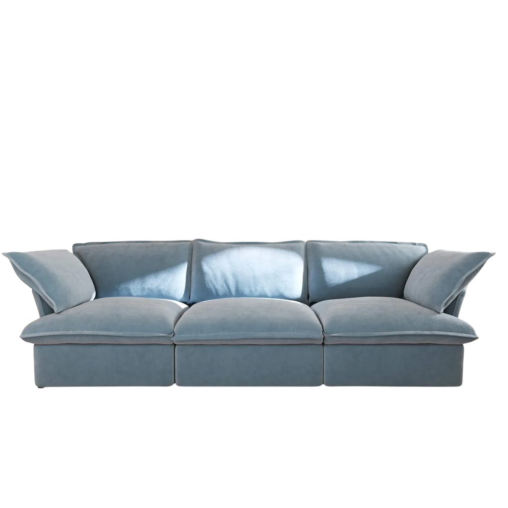 Light blue 3-seater sofa on a white background