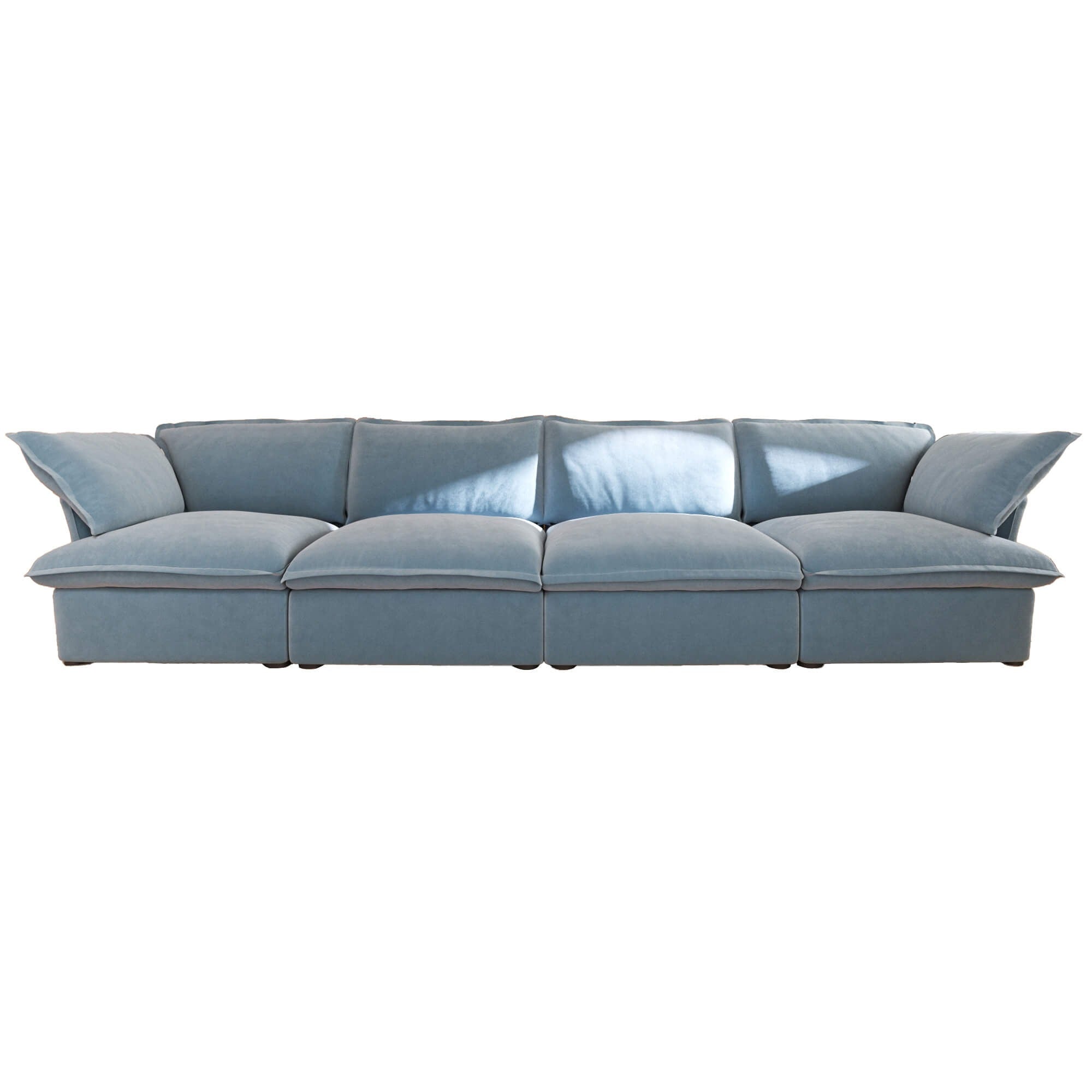 Light blue 4-seat sofa on a white background