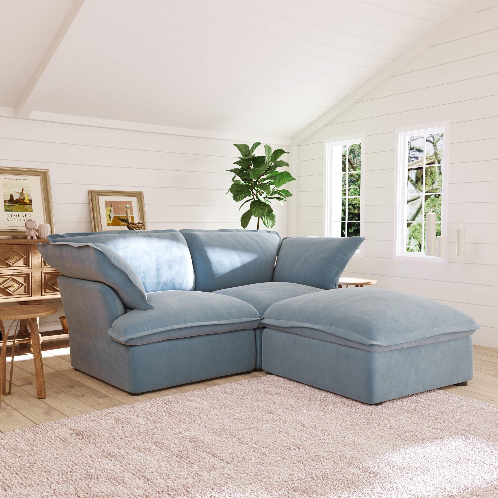 3-Seater Modular Sofa with Chaise in Velvet