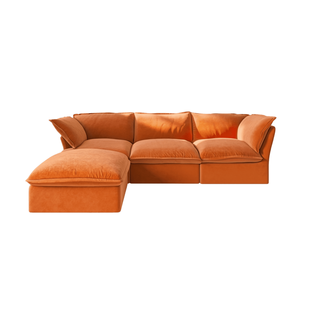 Washable Flared Arm 3-Seater L-Shaped Sectional + Ottoman
