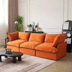 Washable 3-seater with replaceable covers in orange velvet