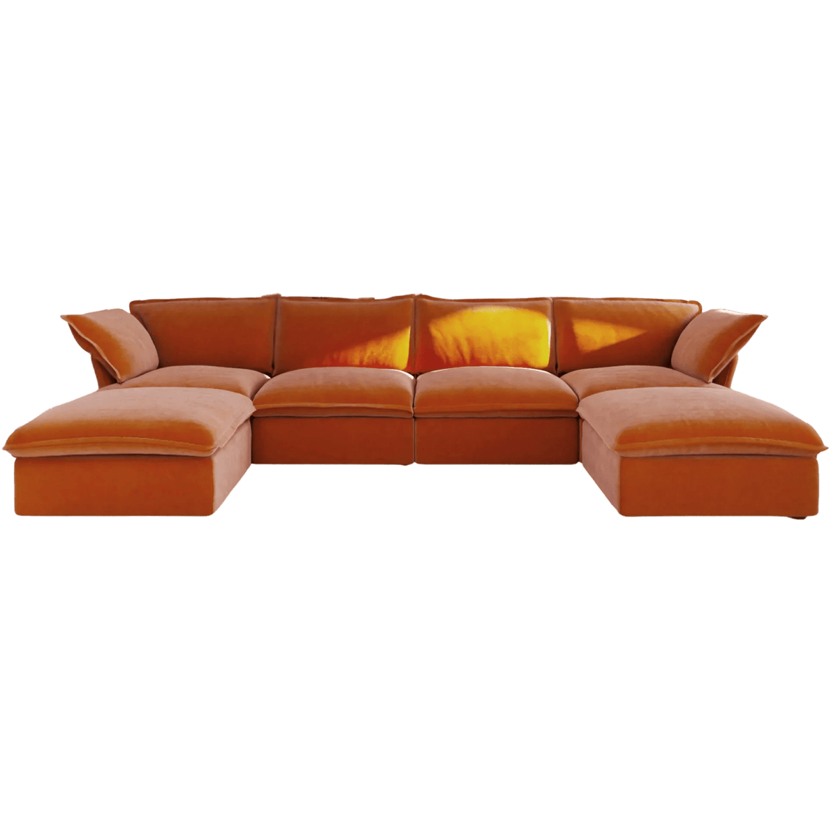 Washable Flared Arm 4-Seater U-Shaped Sectional + 2 Ottomans