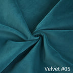 Velvet teal fabric close up.