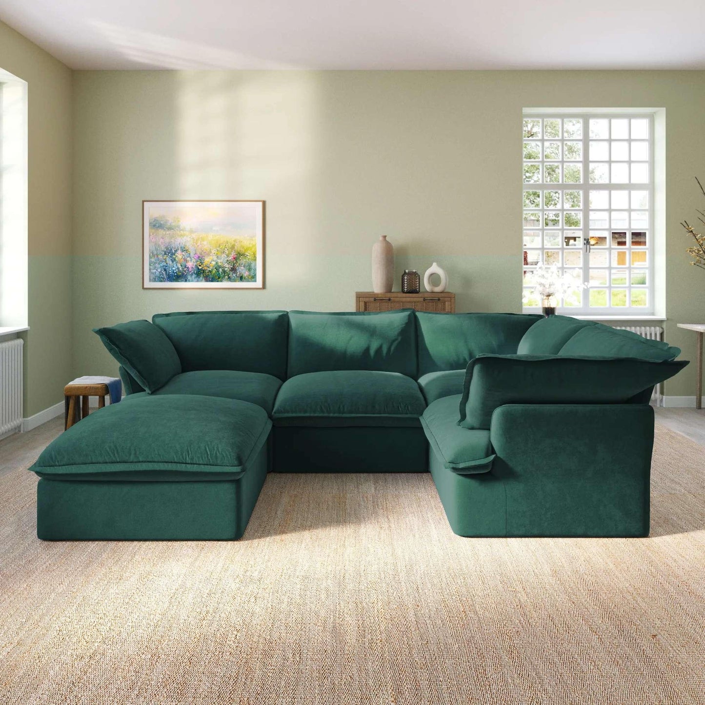 U-Shaped Velvet Sectional Sofa | Velvet Horizon - Divan Dreams