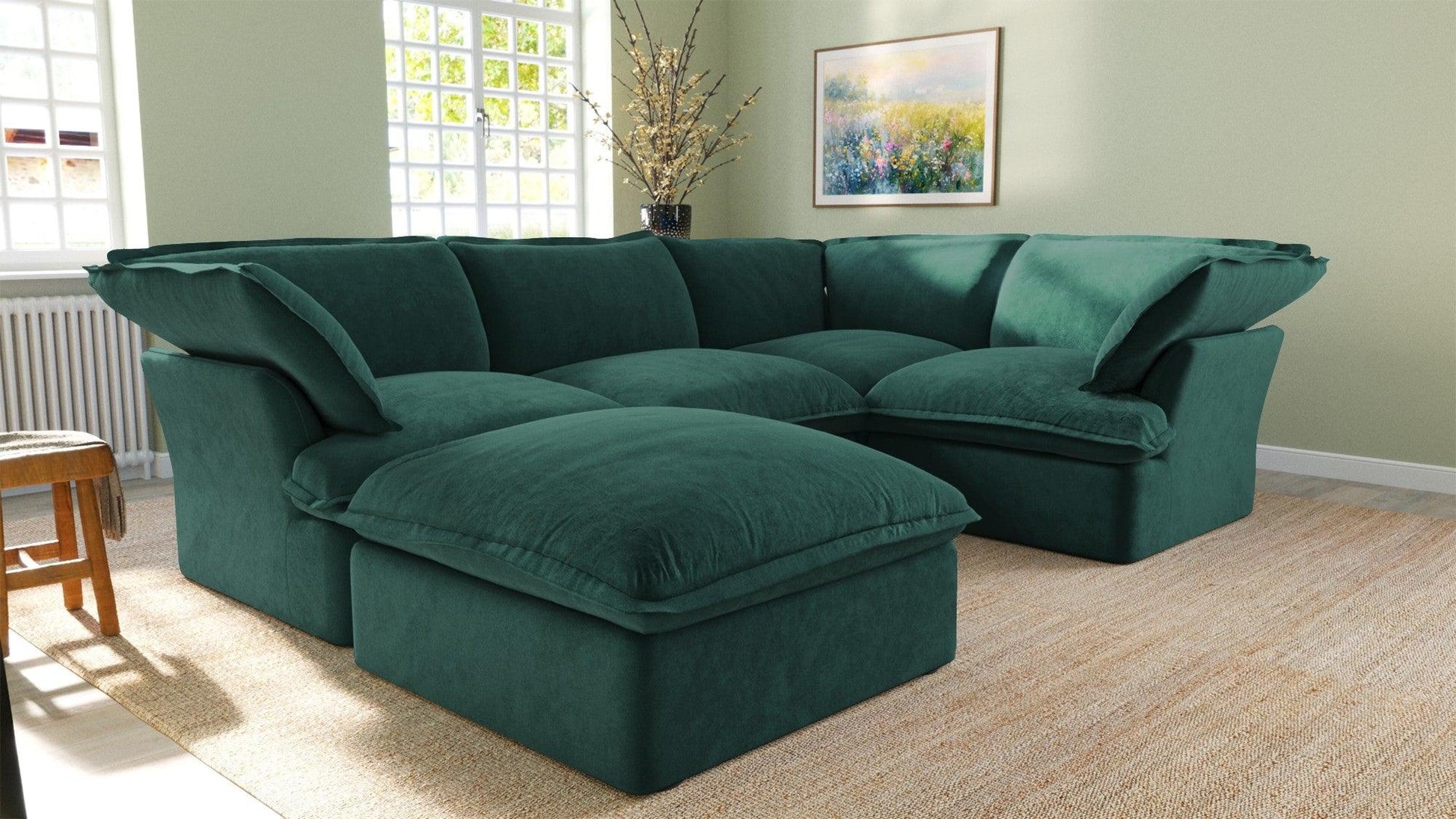 U-Shaped Velvet Sectional Sofa | Velvet Horizon - Divan Dreams