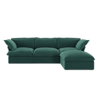 Green sectional sofa on a white background