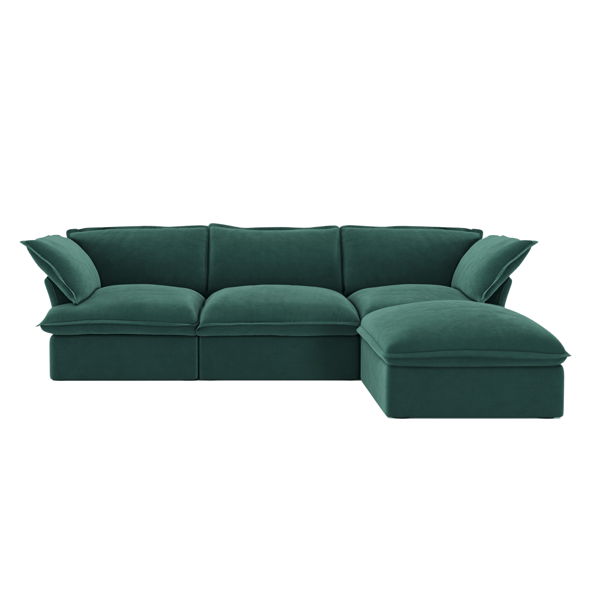 Green sectional sofa on a white background