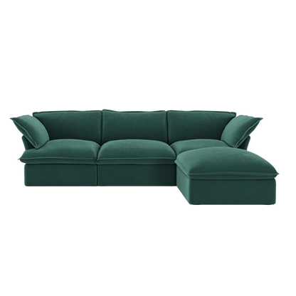Green sectional sofa on a white background