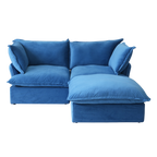 Blue sectional sofa on a white background