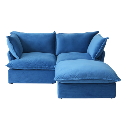 Blue sectional sofa on a white background