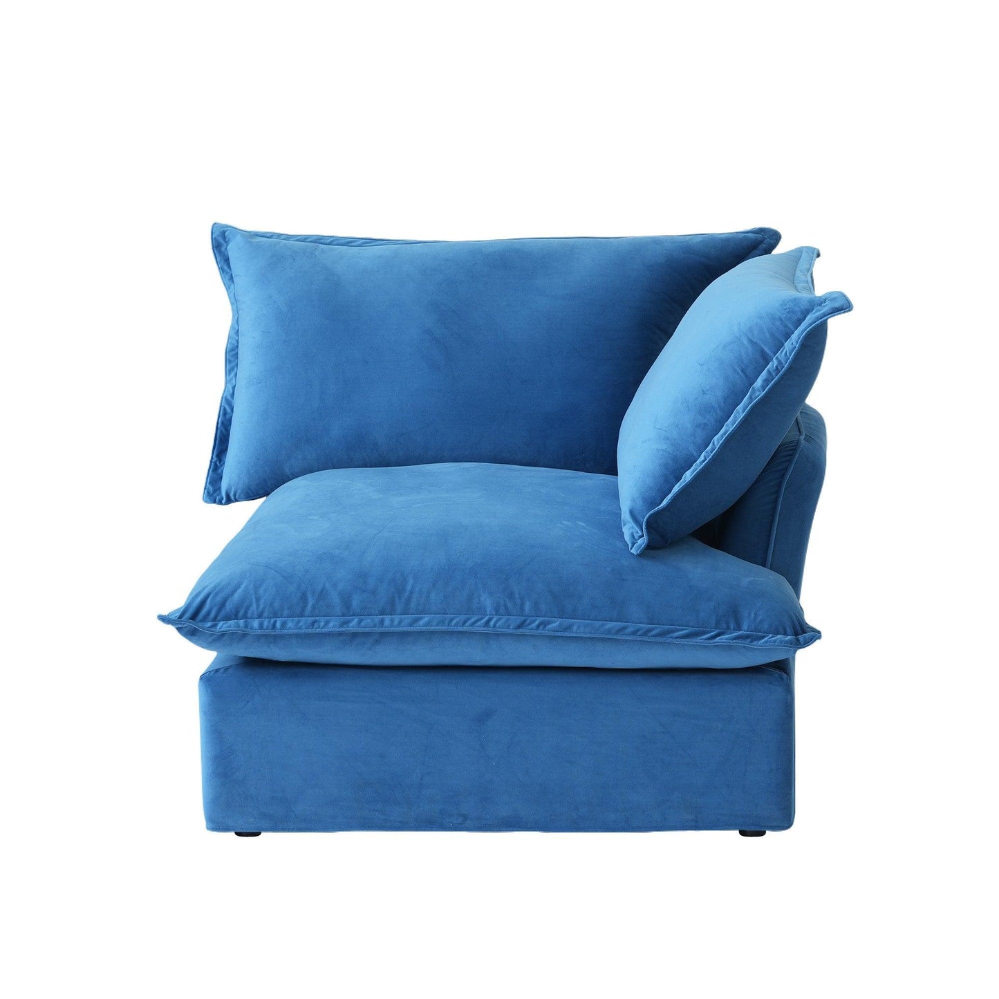 blue velvet left armrest seat for sectional sofa