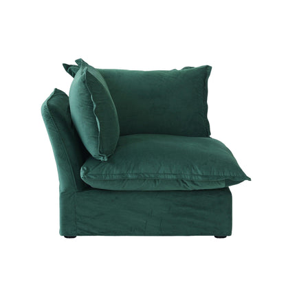 green velvet right armrest seat for sectional sofa