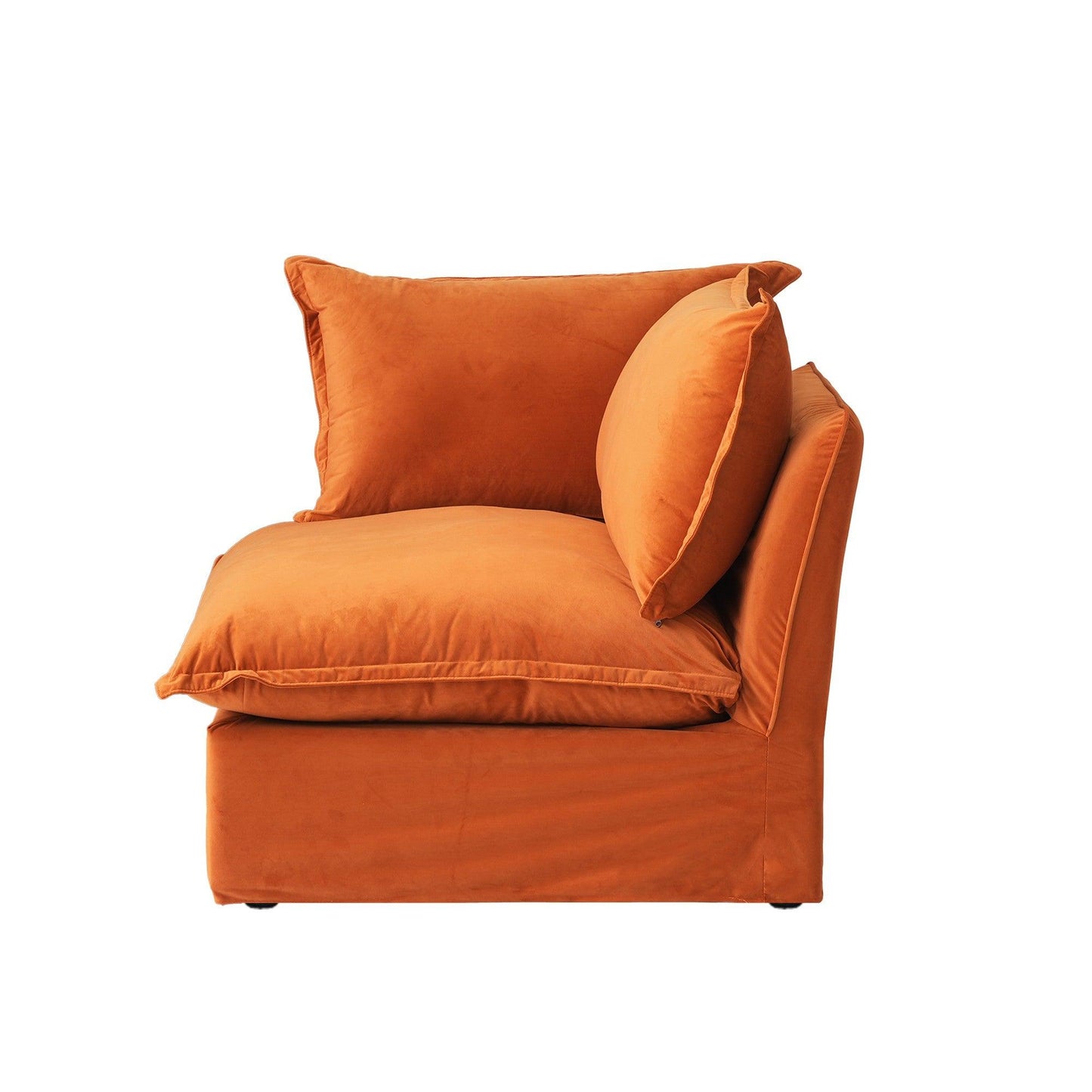 orange velvet left armrest seat for sectional sofa