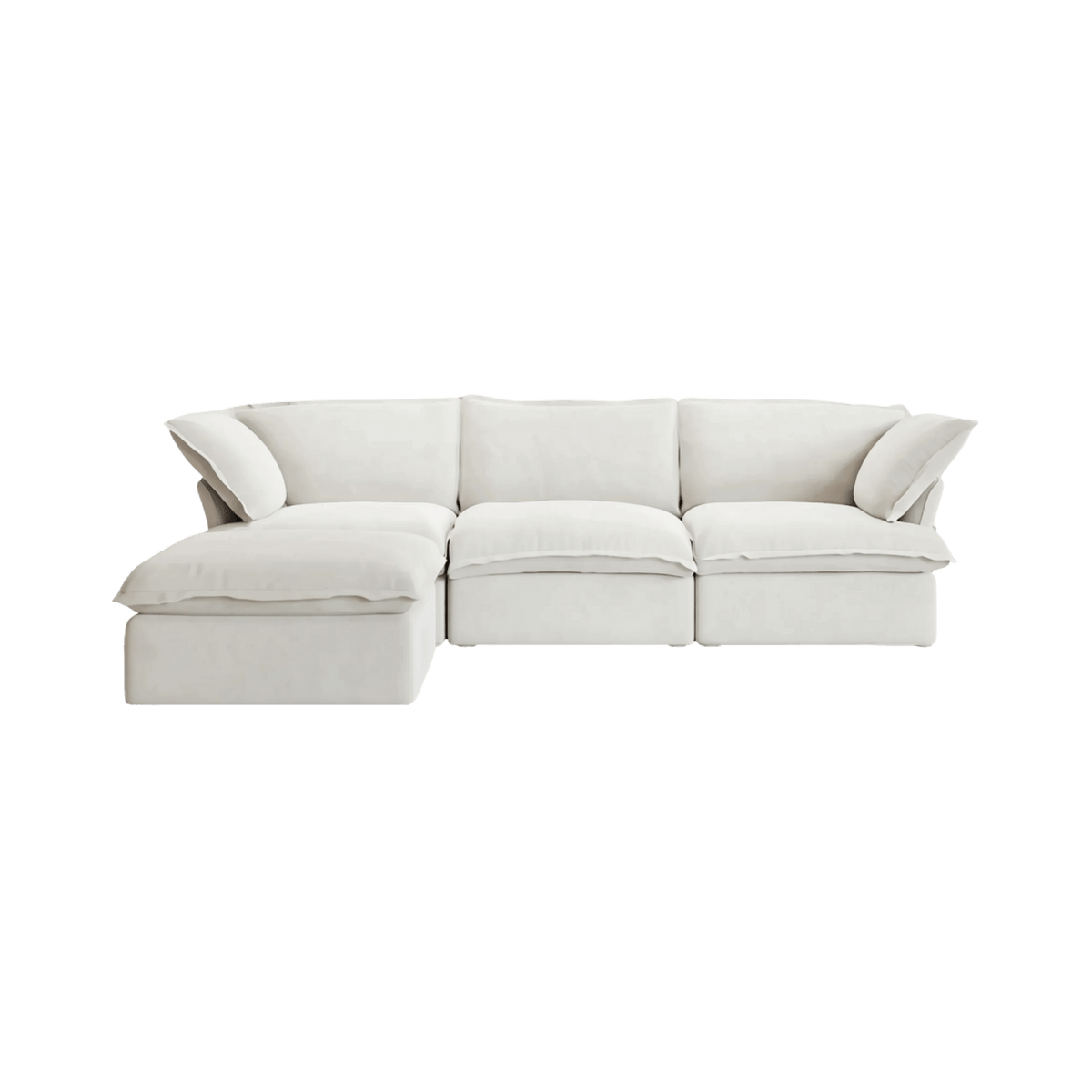 Washable Flared Arm 3-Seater L-Shaped Sectional + Ottoman