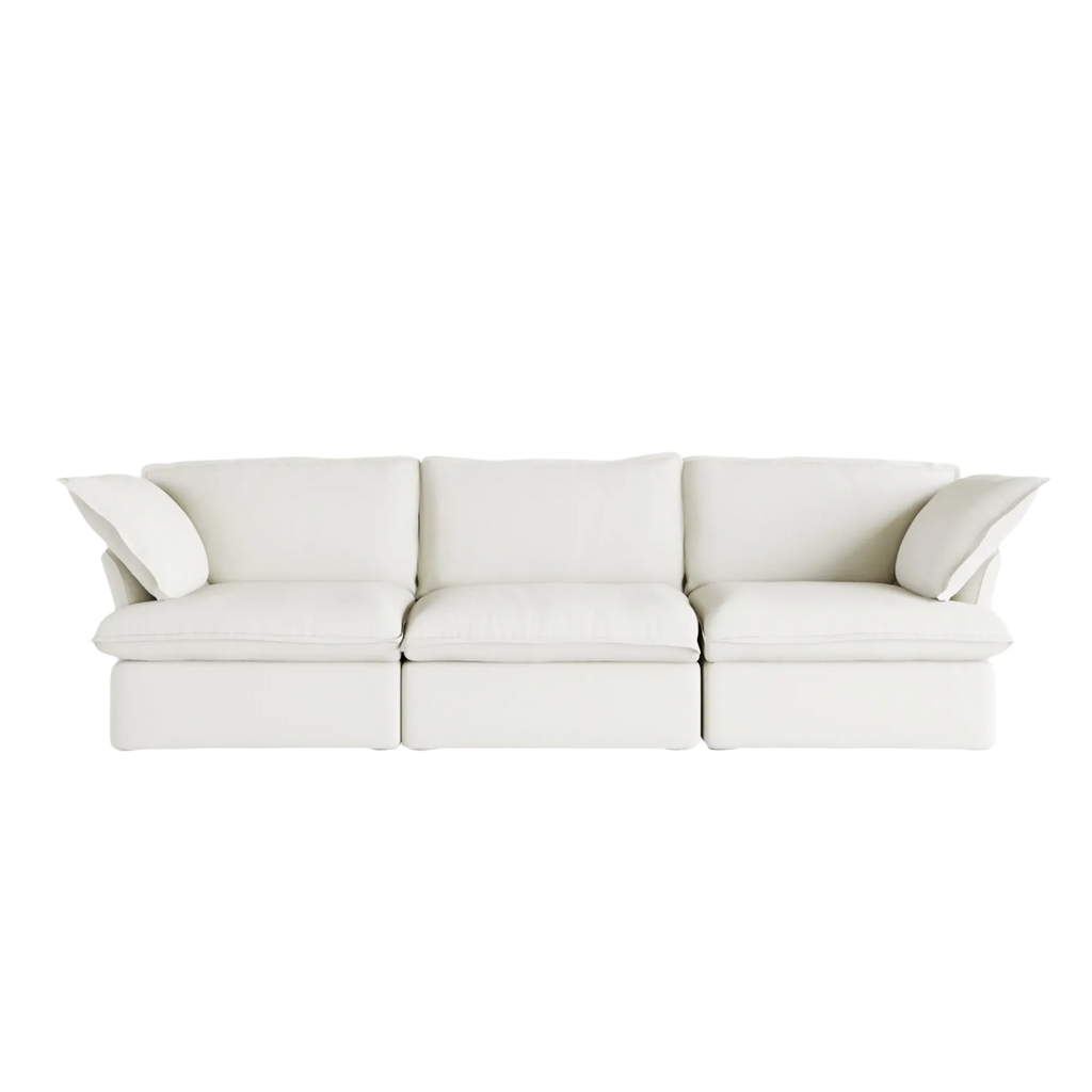 White 3-seater sofa on a white background