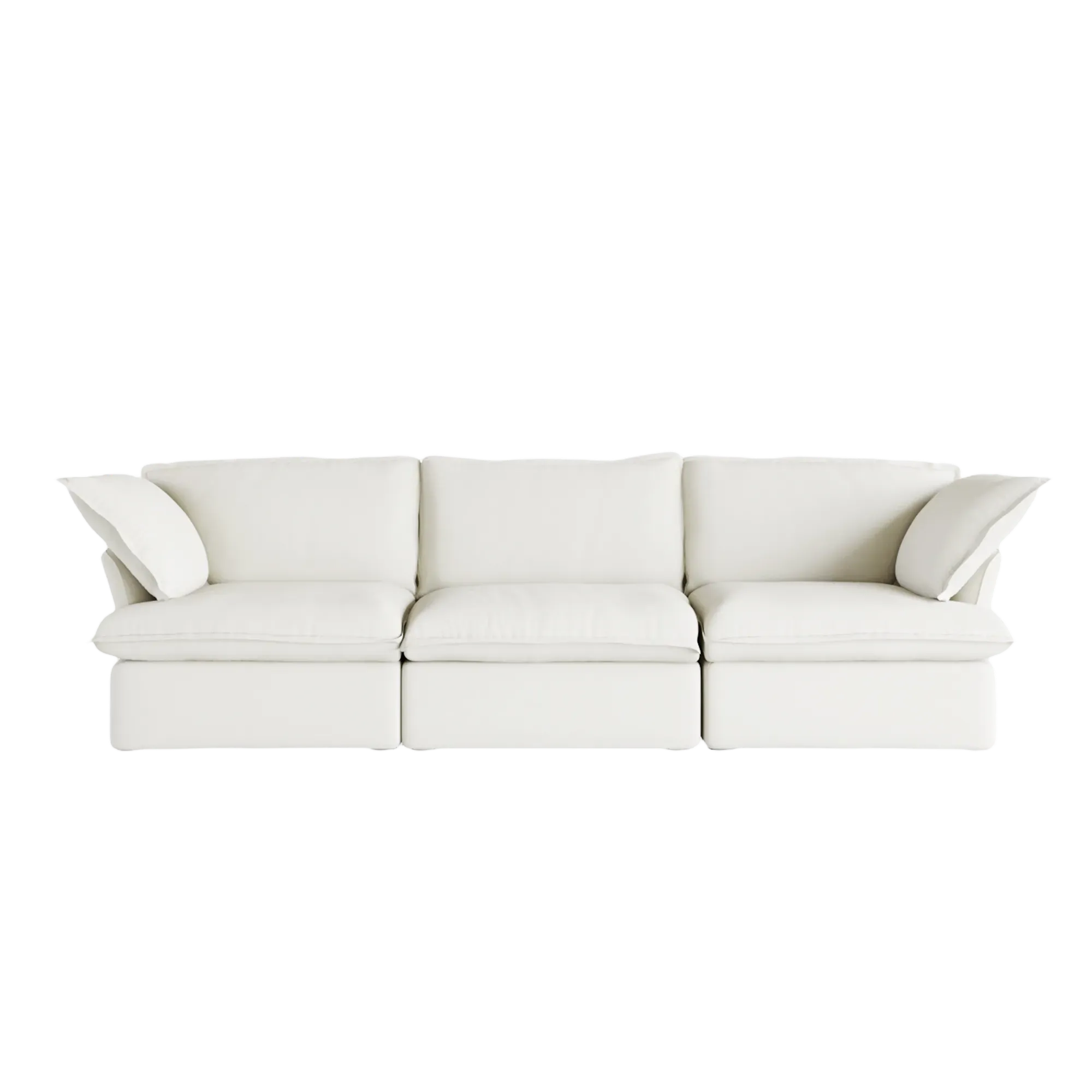 White 3-seater sofa on a white background