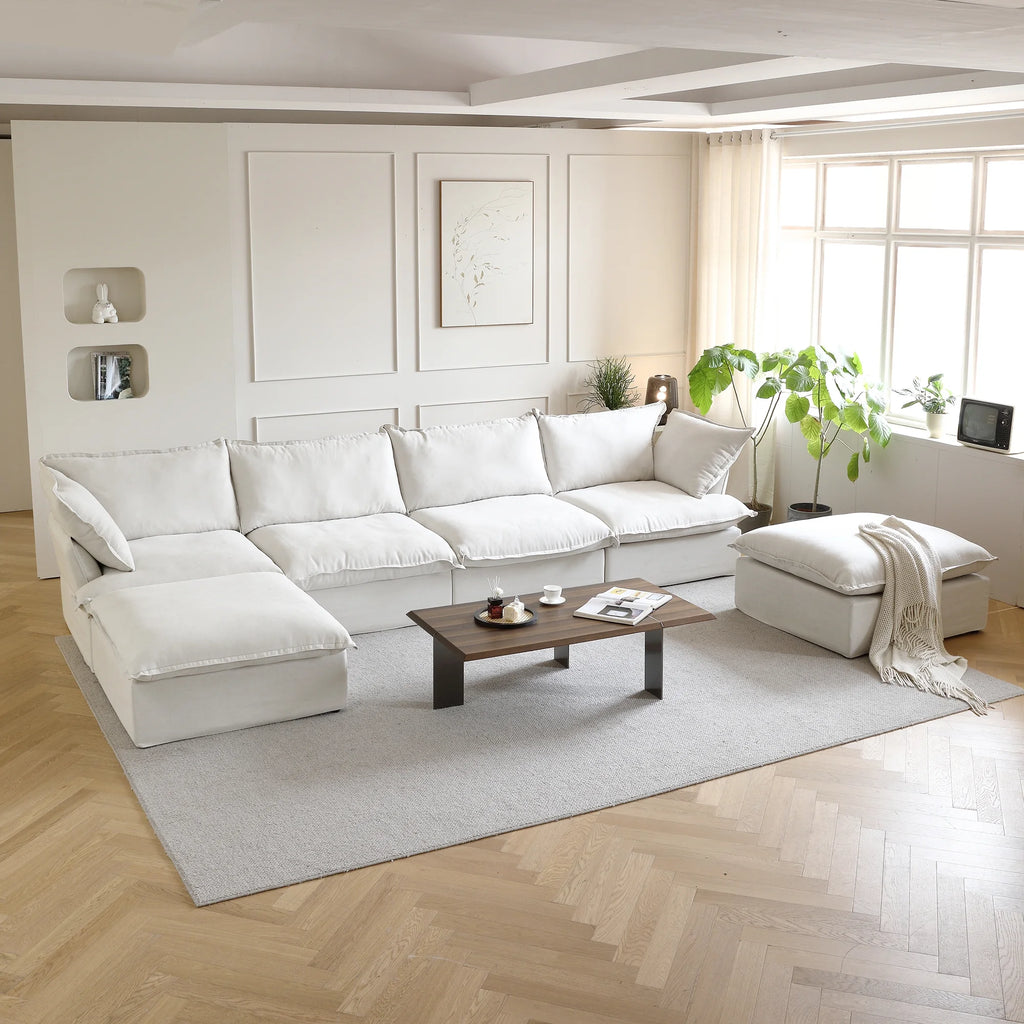 Modular Washable 4-Seater U-Shaped Sectional in White