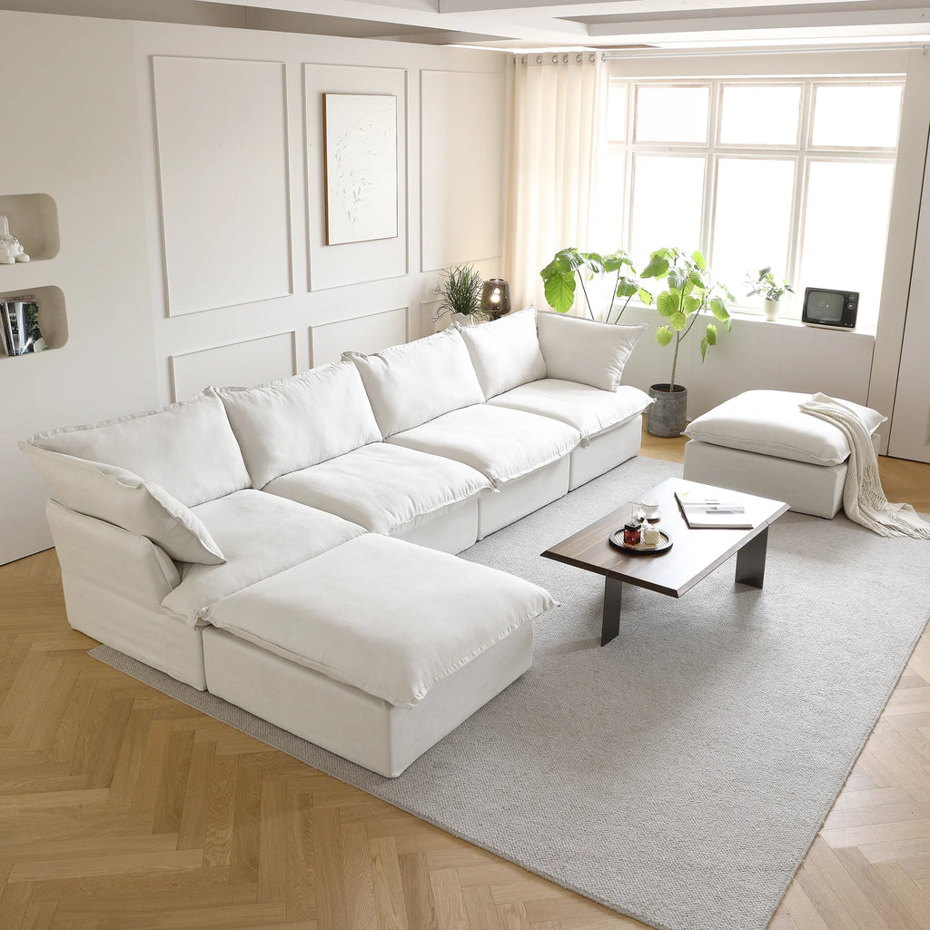 Modular Washable 4-Seater U-Shaped Sectional in White