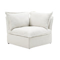 White linen corner sofa module with replaceable washable covers.