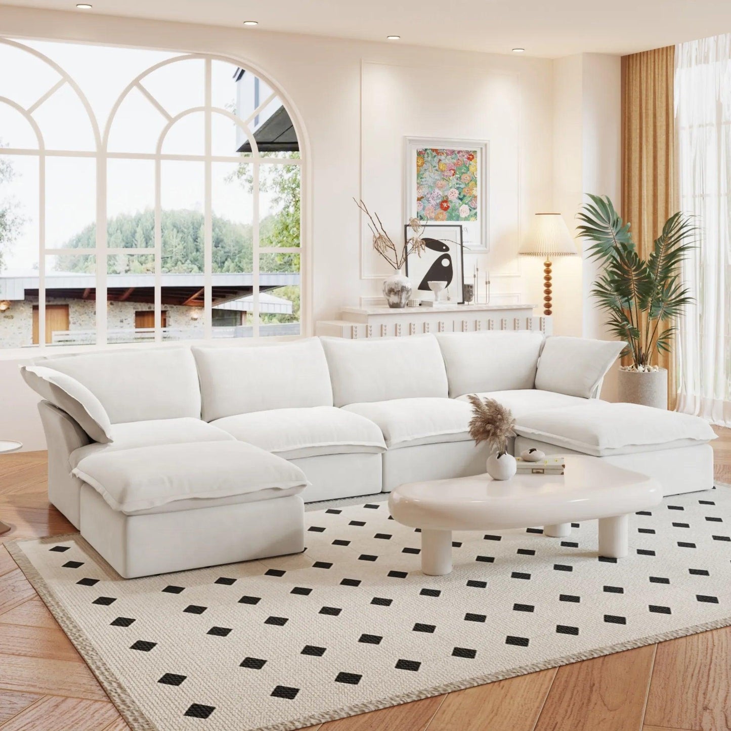 U-Shaped Linen Sectional Sofa | Linen Serenity - Divan Dreams