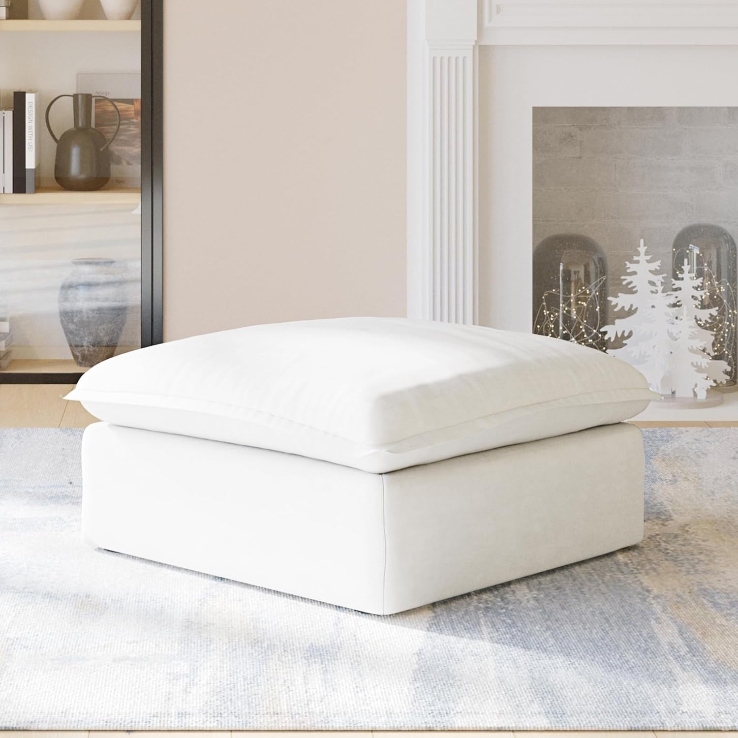 Modular Washable Ottoman in White