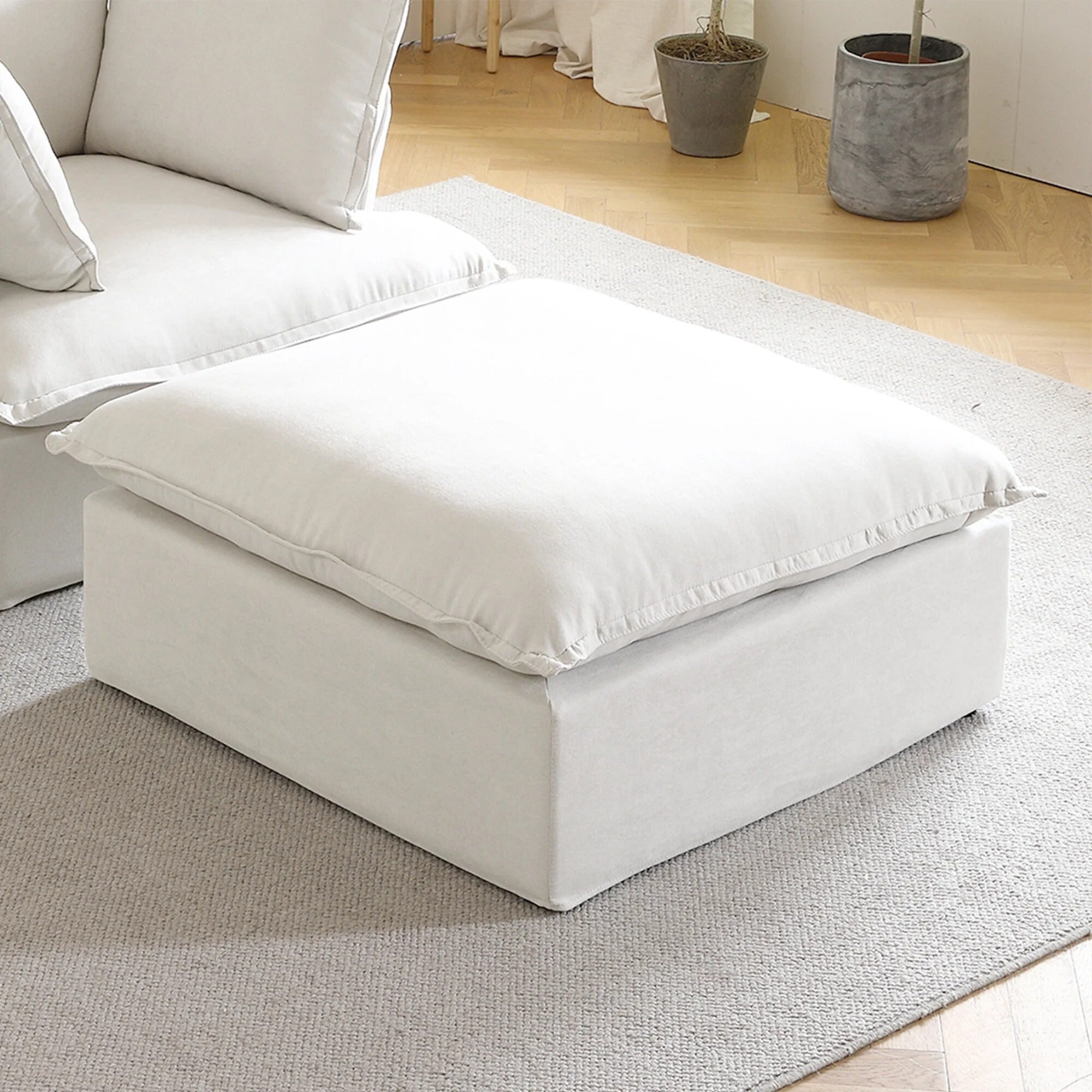 Modular Washable Ottoman in White