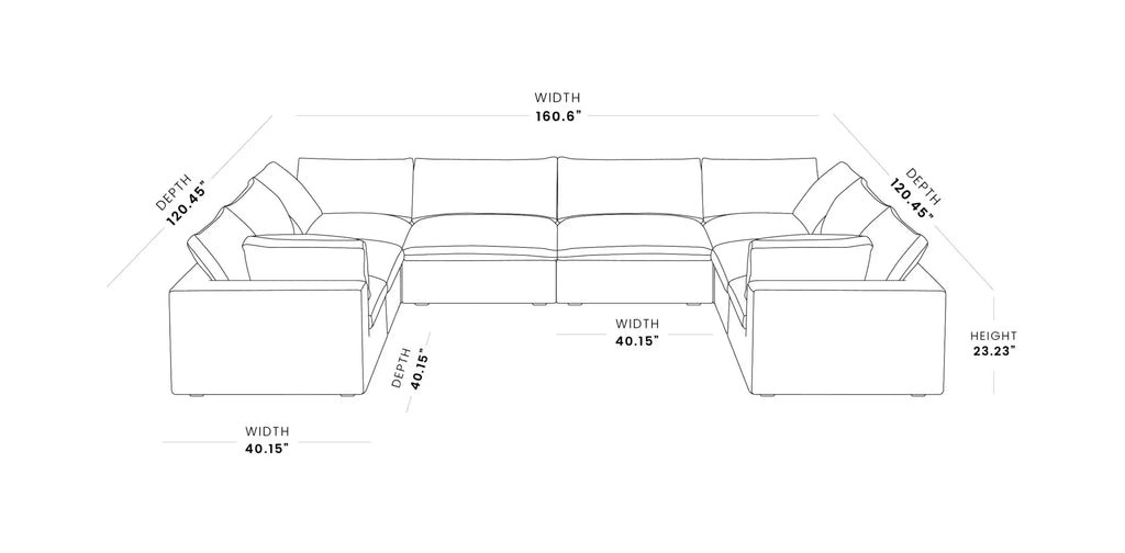 Modular Washable Cloud 8-Seater Pit Sectional in White