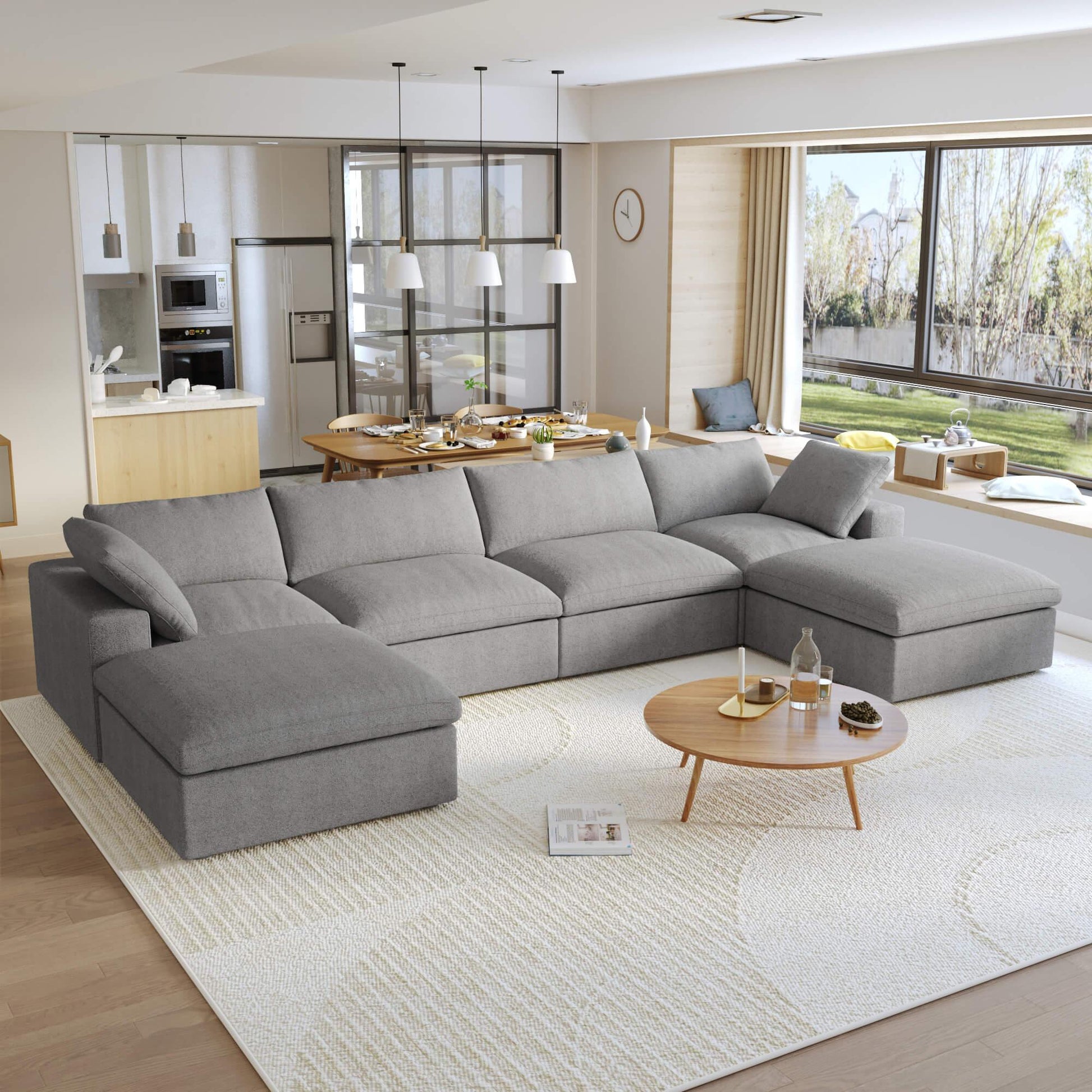 U-Shaped Linen Sectional Sofa | Nimbus - Divan Dreams