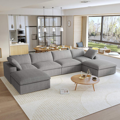 U-Shaped Linen Sectional Sofa | Nimbus - Divan Dreams