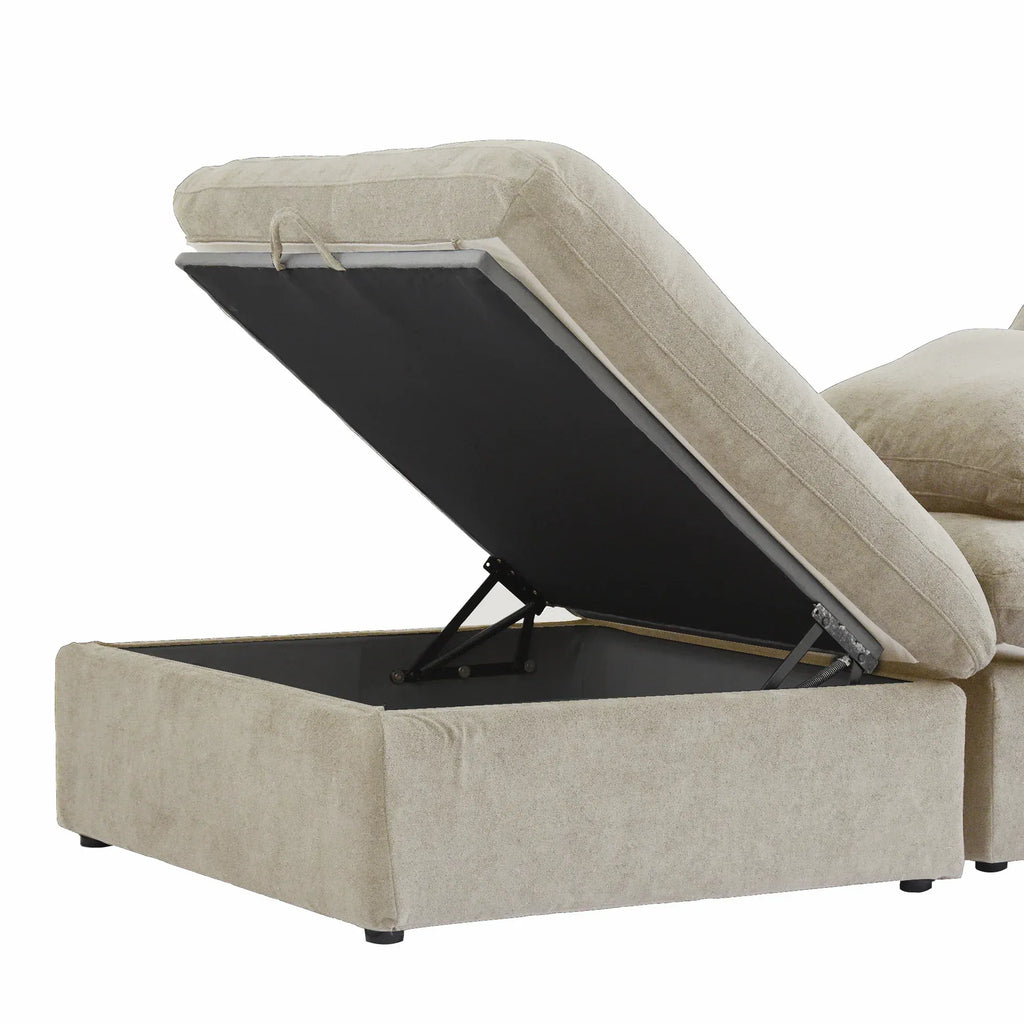 Modular Washable Cloud Ottoman in Khaki