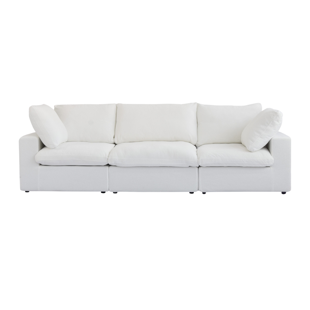 White 3-seater sofa on a white background