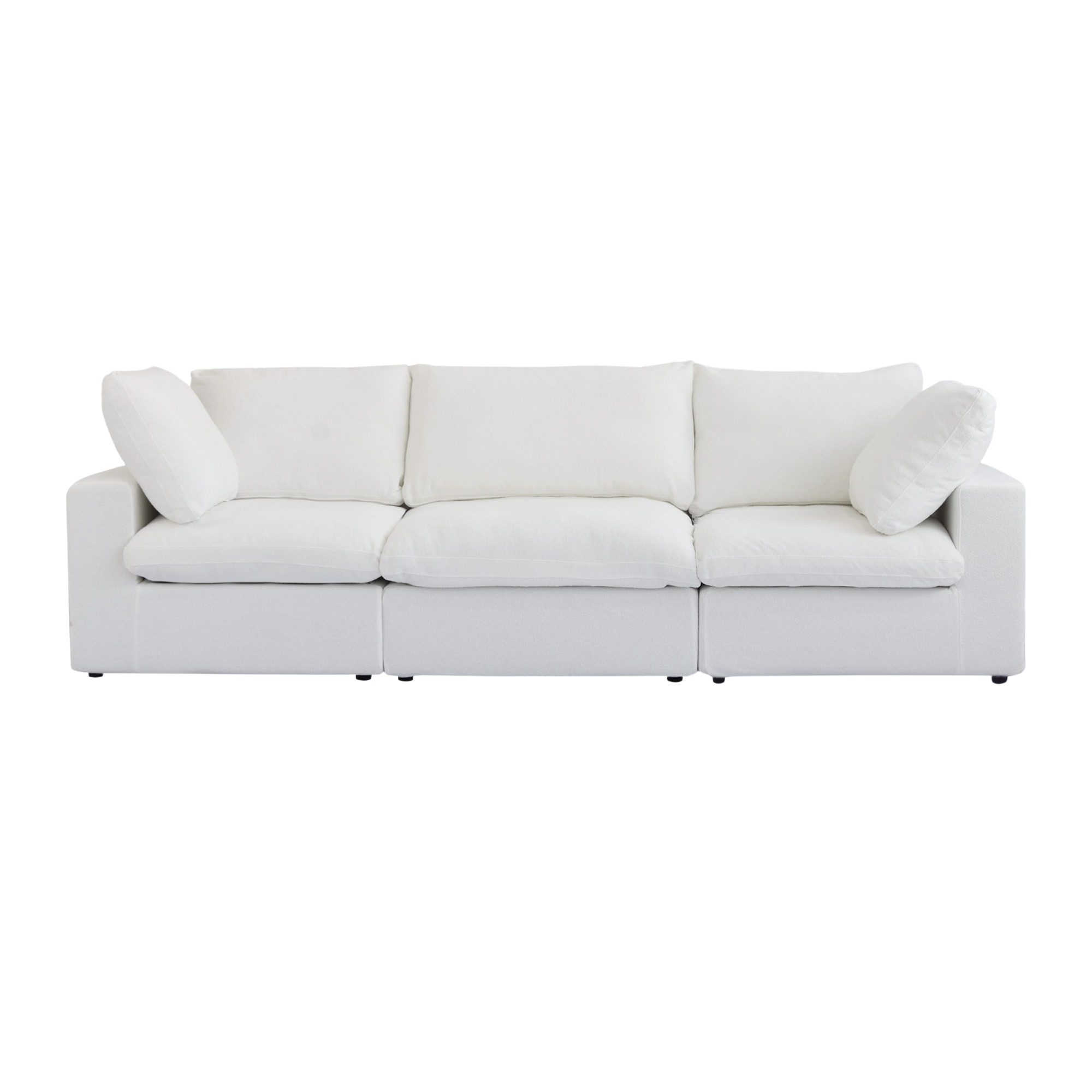 White 3-seater sofa on a white background