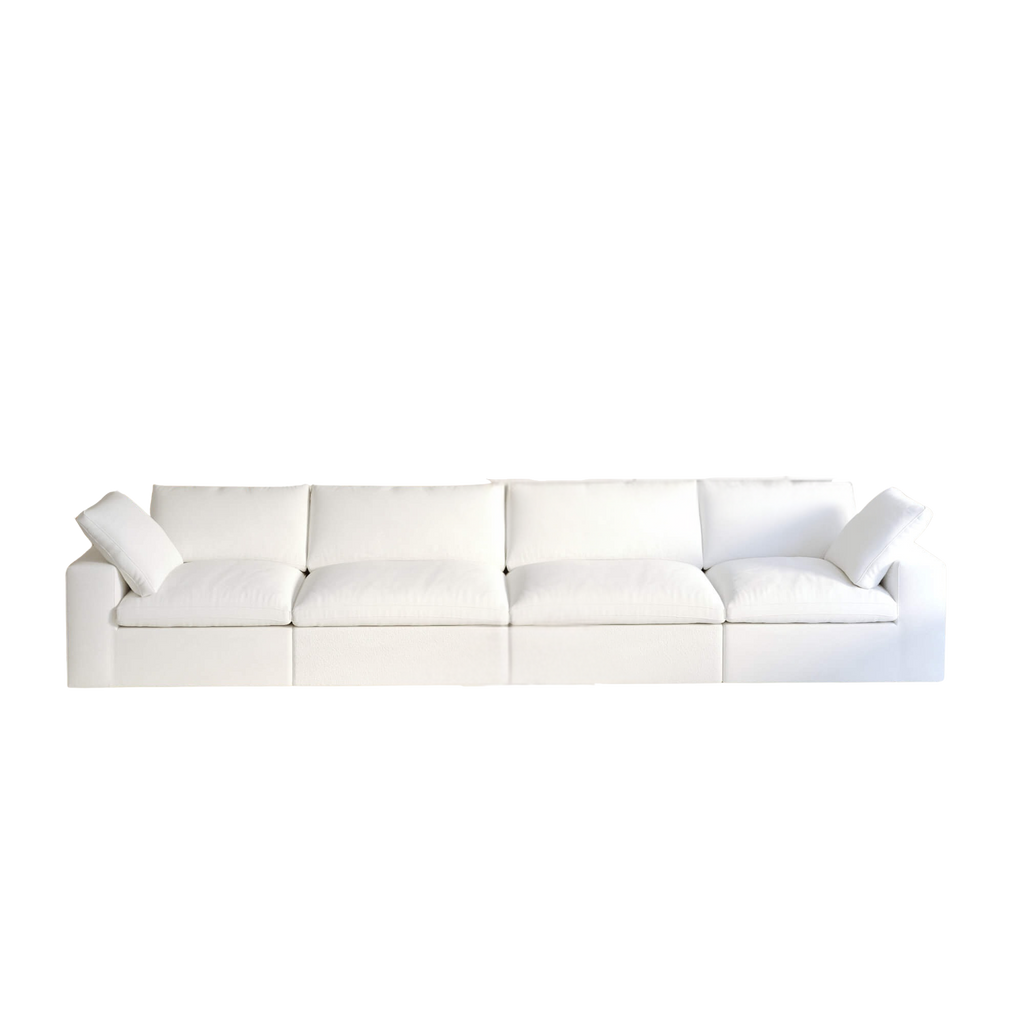 White sectional sofa on a white background